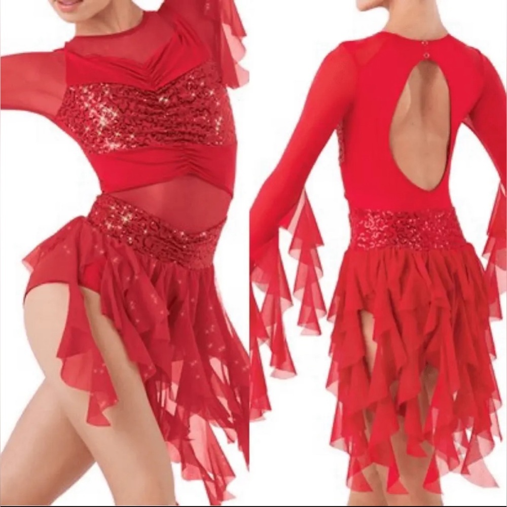 Weissman Dance Ice Skating Costume Red Rule The World Salsa Fire: 8597